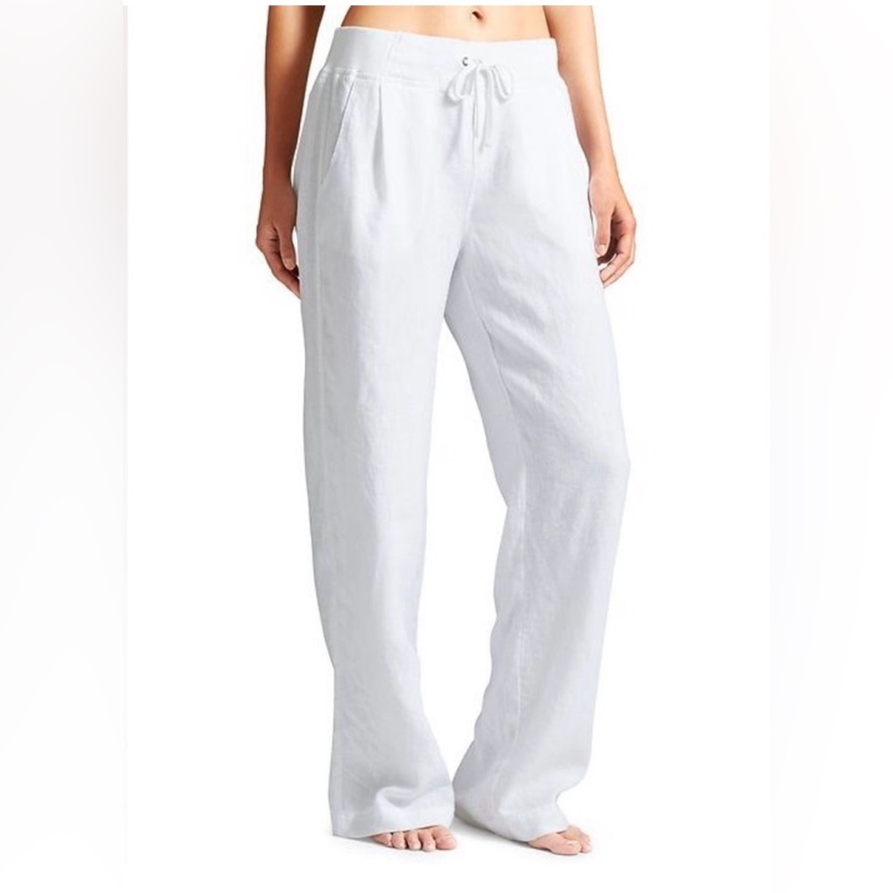 Athleta Linen Wide Leg Reverie Pant in White Size 4